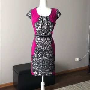 Fuschia and Black Career Dress